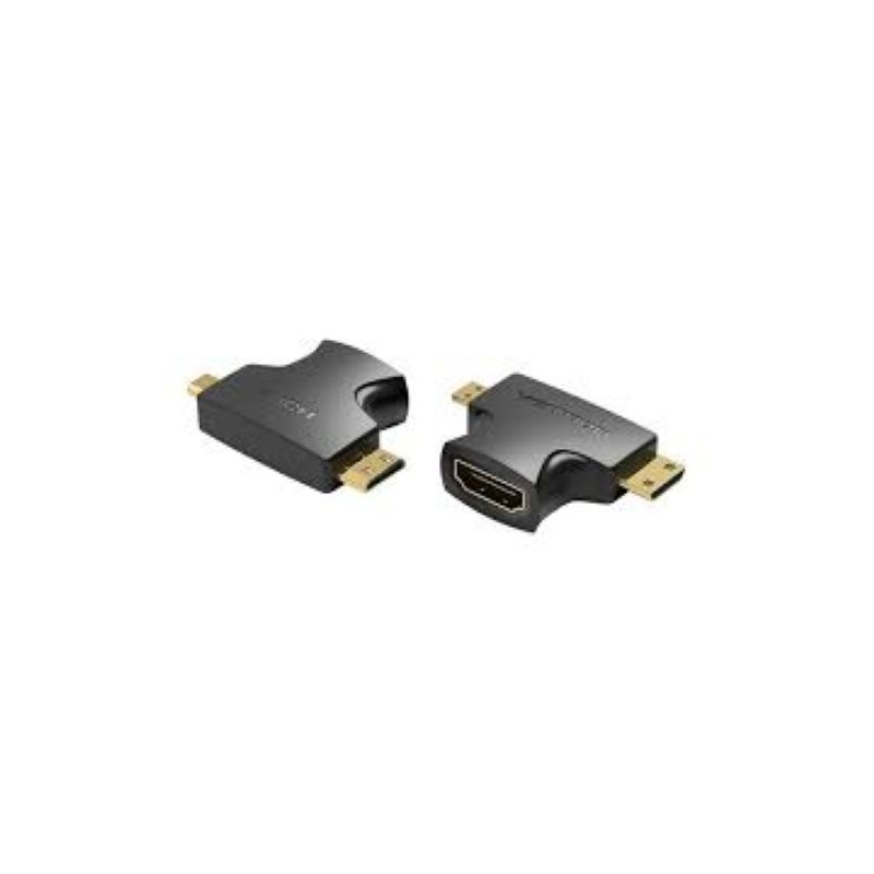 Adaptador HDMI 2 em 1 Vention HDMI Fêmea p/ Micro HDMI Macho - Mini HDMI Macho