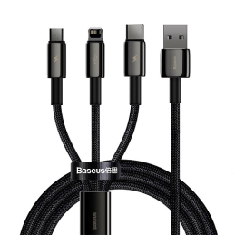 Cabo BASEUS 3 Em 1 - 3.5A (Tipo C, Lightning, Micro USB - 1.5m - Preto)
