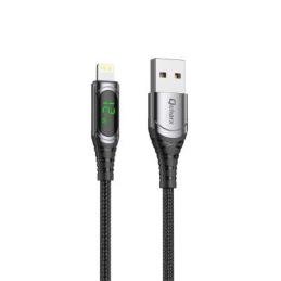 Qcharx Formentera cabo USB p/ Lightning 3A 12W (1 m) proteção de liga de alumínio + display lcd
