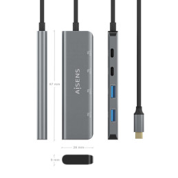 Hub USB Aisens 2xUSB 2xUSB-C 3.2 Cinza