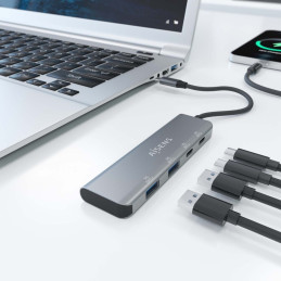 Hub USB Aisens 2xUSB 2xUSB-C 3.2 Cinza