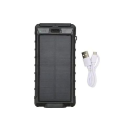 Power Bank com painel solar e dínamo e Cabos tipo C, Lightning y USB-A 20000mAh 22.5w - Preto