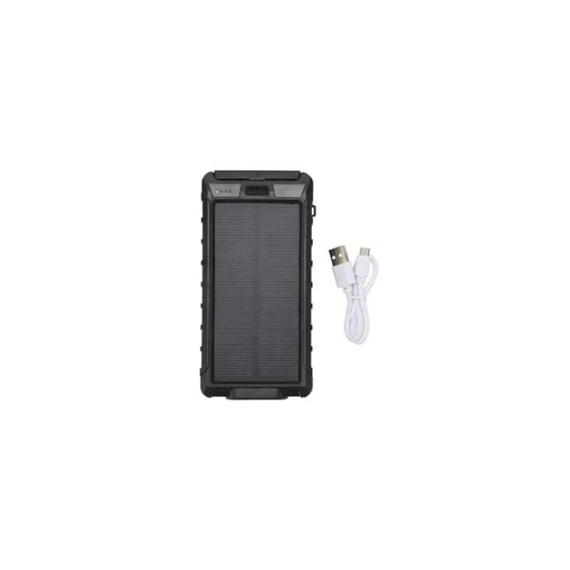 Power Bank com painel solar e dínamo e Cabos tipo C, Lightning y USB-A 20000mAh 22.5w - Preto