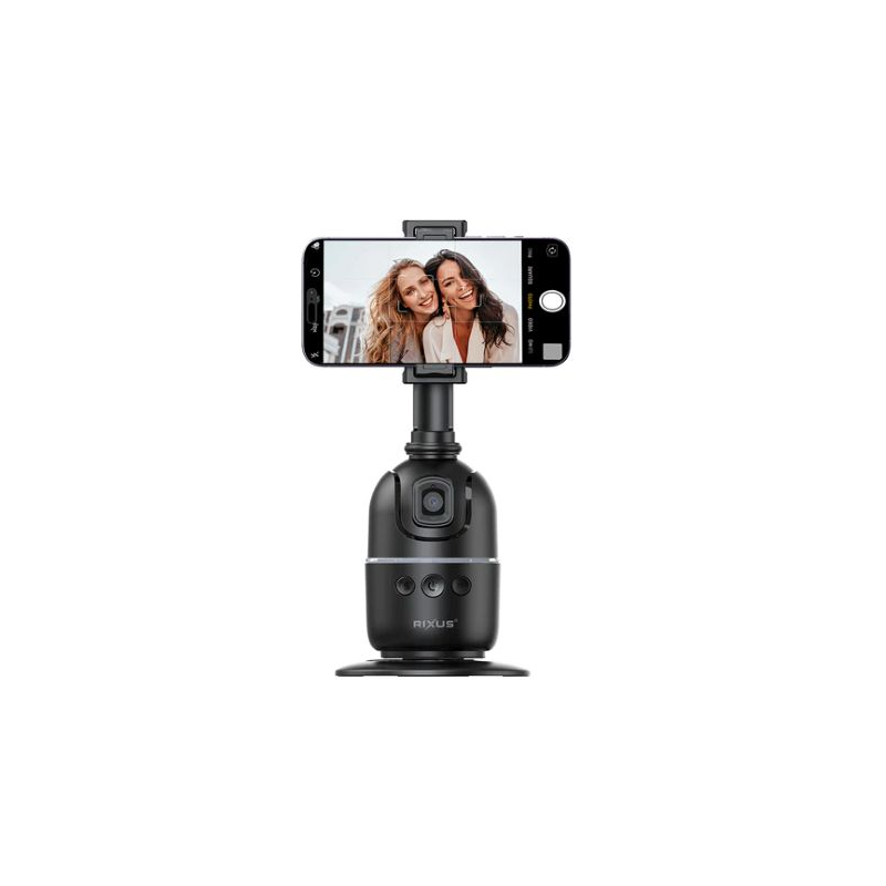 Rixus RXAG03 – Suporte de rastreamento automático de rosto para Vlog, Vídeo e TikTok (Preto)