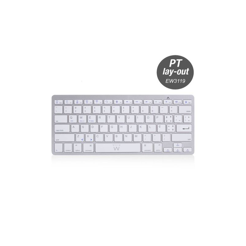 Teclado Bluetooth iOS/Android/Windows PT (cinza) - EWENT