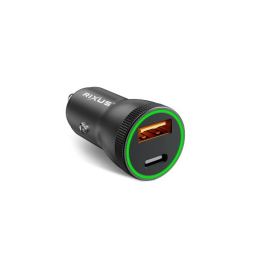 Carregador de Carro Rixus RXCC11 USB-C PD+QC 20W Preto
