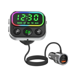 Rixus RXBT55 2 em 1 Transmissor FM Bluetooth e Adaptador p/ carro Preto