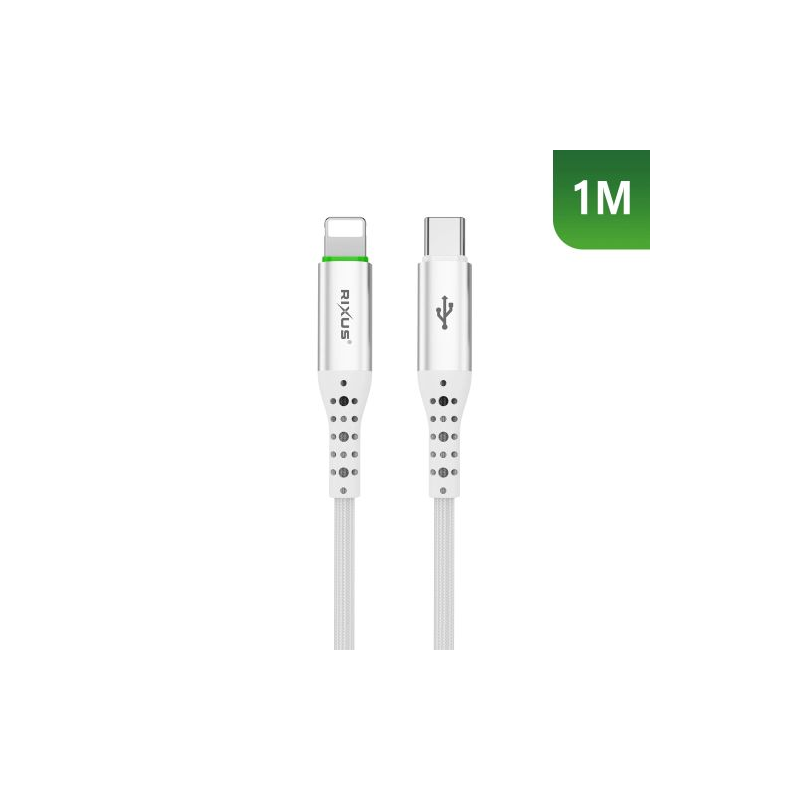 Cabo Rixus RXUC21L com desconexão automática USB-C para Lightning, cor branca