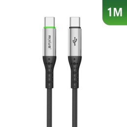 Cabo Rixus RXUC22C com desconexão automática USB-C para USB-C, cor preta