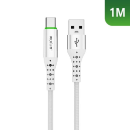 Cabo Rixus RXUC21AC com desconexão automática USB-A para USB-C, cor branca