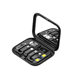 Rixus RXUC16 Cabo Multifunções USB c/ Adaptadores e com Espelho Preto