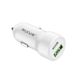 Rixus RXCC16S Adaptador de Carro Super Rápido de Dupla Porta (PD+QC 3.0)