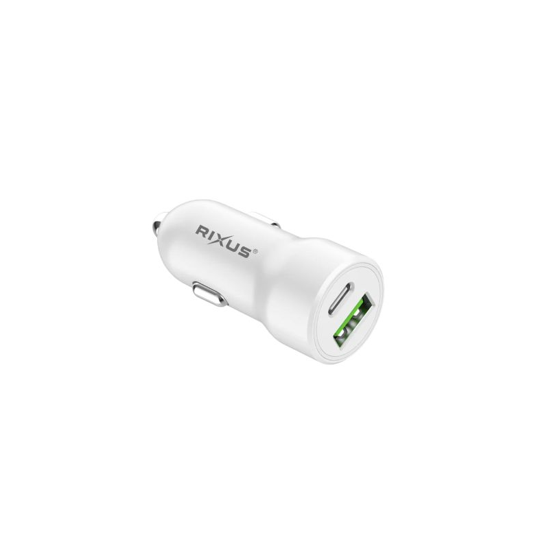 Rixus RXCC16S Adaptador de Carro Super Rápido de Dupla Porta (PD+QC 3.0)
