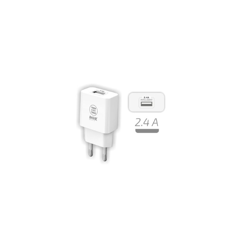 Carregador de viagem USB A 5VDC 2.4A 12W - Branco