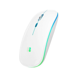 Rato Wireless e Bluetooth Subblim LED até 1600 DPI Bateria recarregável - Branco