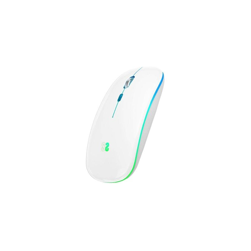 Rato Wireless e Bluetooth Subblim LED até 1600 DPI Bateria recarregável - Branco