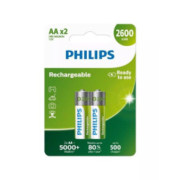 Pilhas PHILIPS 2xAA HR6 MIGNON 2600mAh 1.2V Recarregáveis