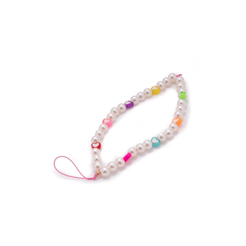 Pulseira universal para smartphone COOL com pingente de pérolas corações