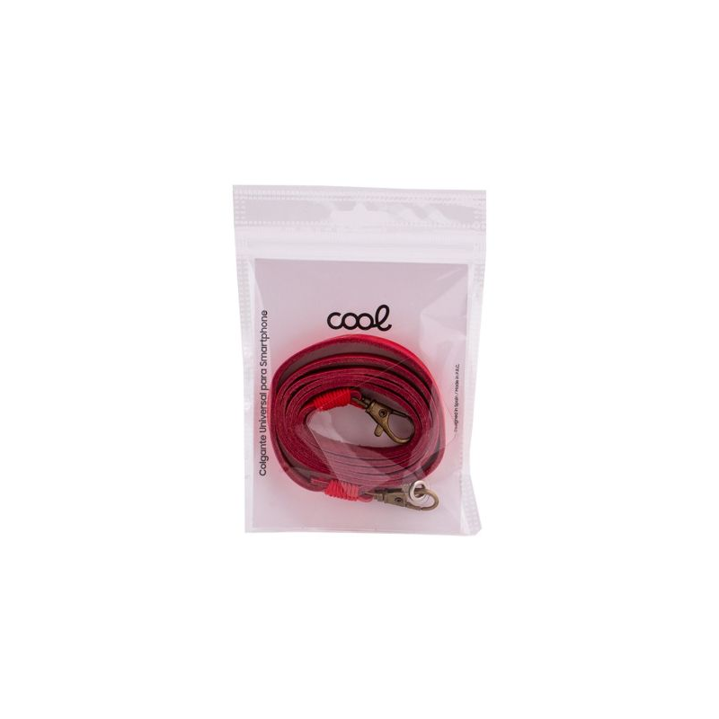 Cordão suspenso universal COOL em couro com cartão de smartphone Vermelho