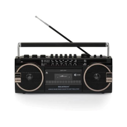 Rádio Portátil RETRO "80s" AM/FM 2x 8W c/ Leitor Cassetes USB/SD RICATECH