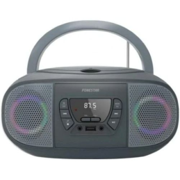 Rádio FM 2x 6.5W c/ MP3 CD USB Aux + Efeitos LED (Cinzento) FONESTAR