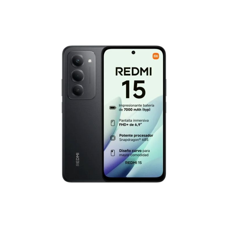 Smartphone Xiaomi Redmi 15 4G NFC 6.9" 256 GB 8 GB RAM Preto Meia-noite (Garantia Oficial)