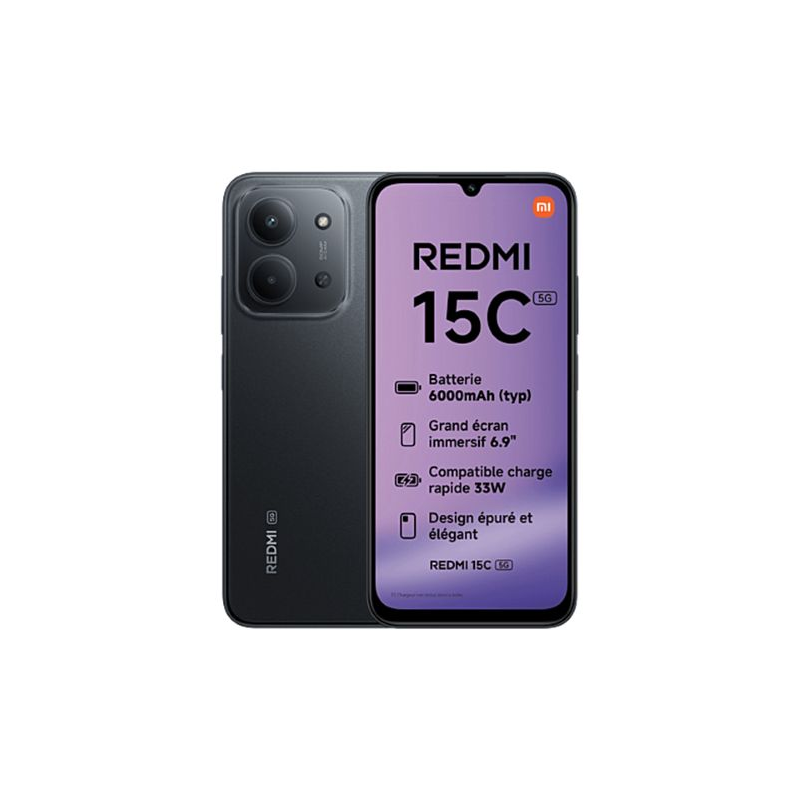 Smartphone Xiaomi Redmi 15C 5G NFC Celular 6.9" 256 GB 4 GB RAM Preto (Garantia Oficial)