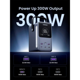 Powerbank / Battery Pack UGREEN PB770 48000mAh (153.6Wh) 300W Fast Charging com PD 3.1 140W Portable Charger Preta