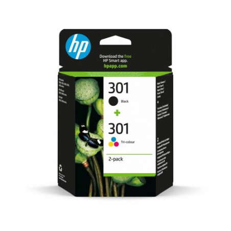 Tinteiros HP Original 301 Preto + Tricolor (N9J72AE)