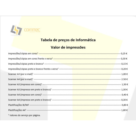 Serviços de impressão, Scanner(Digitalização) e plastificação