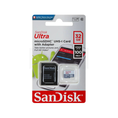 Cartão de Memória SANDISK Ultra microSDHC UHS-I 32GB com Adaptador