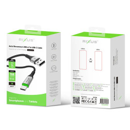 RIXUS Cabo Auto Disconnect USB-A para USB-C