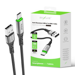 RIXUS Cabo Auto Disconnect USB-A para USB-C