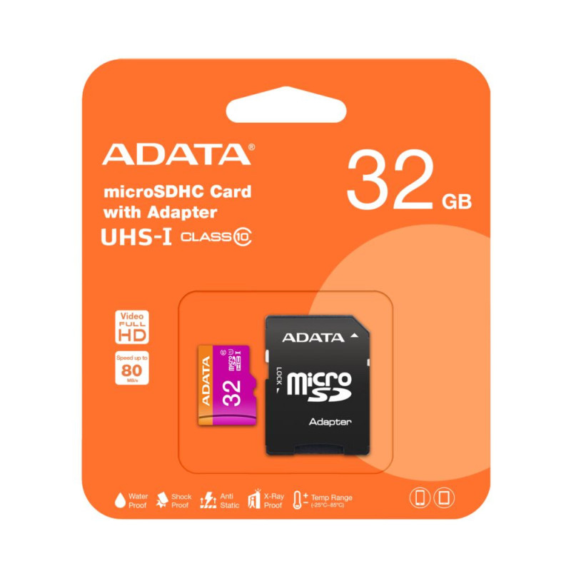 Cartão de Memória ADATA microSDHC 32GB UHS-I com Adaptador