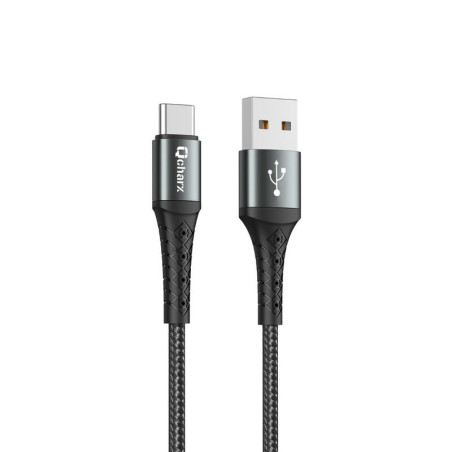 Cabo Qcharx Lyon USB-A para USB-C Preto QCHLYO2