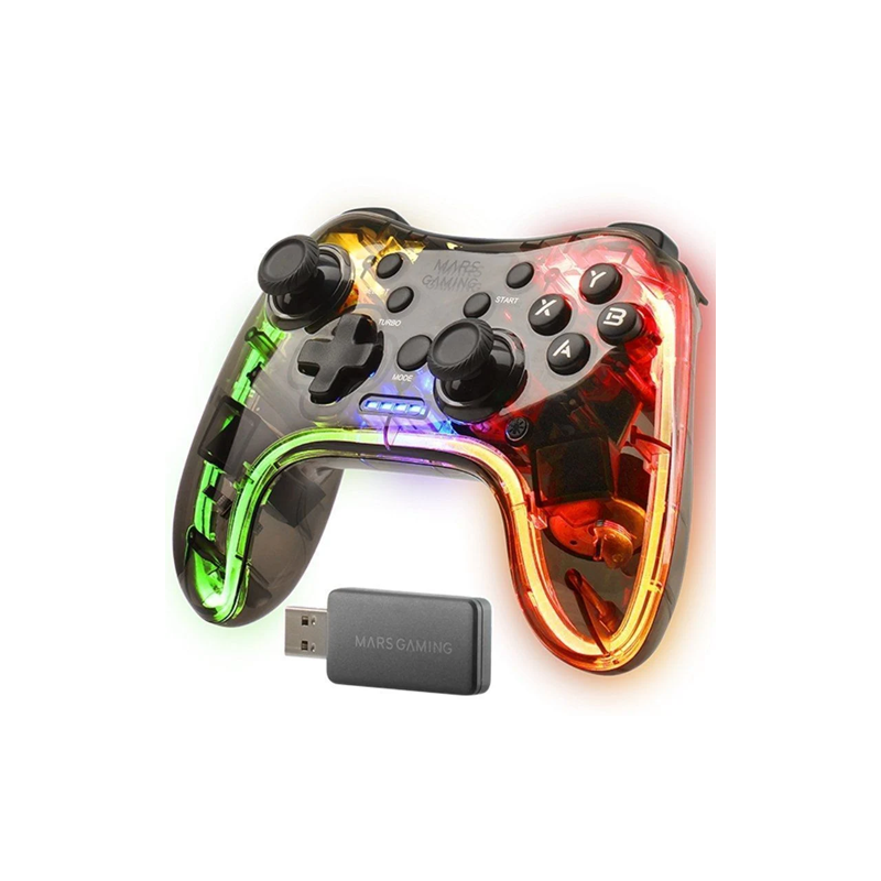 GamePad Mars Gaming MGP24 RGB Wireless Translúcido (PC/PS3/PS4/PS5/Xbox360/Mac/Android)
