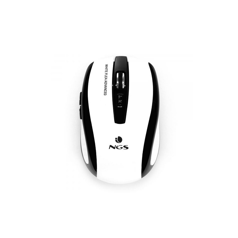 Rato Óptico 1600 DPI s/ Fios (Preto/Branco) - NGS White Flea Advanced