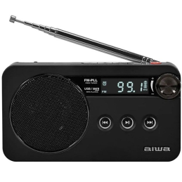 Radio Portátil Aiwa RS-77PLLBK com Batería Recarregável Preto