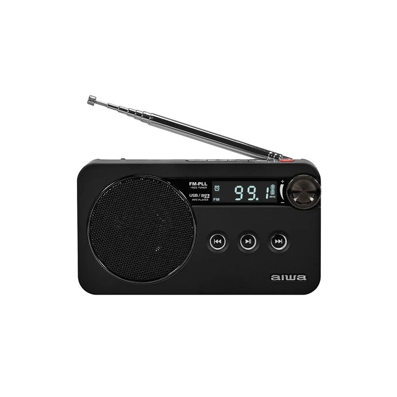 Radio Portátil Aiwa RS-77PLLBK com Batería Recarregável Preto