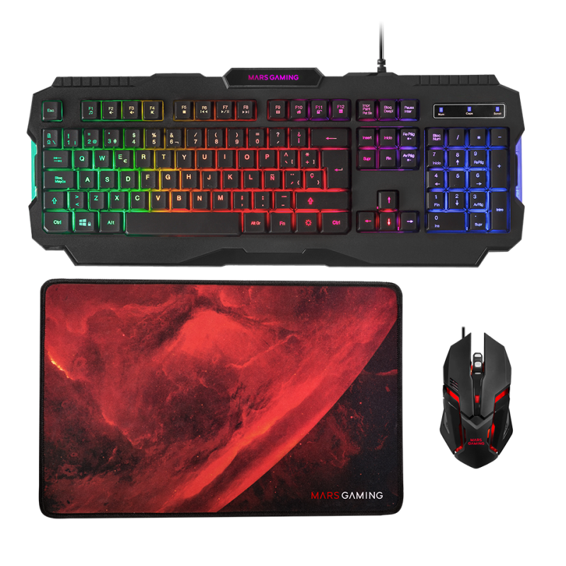 Combo MARS GAMING Teclado + Rato + Tapete MCP118PT