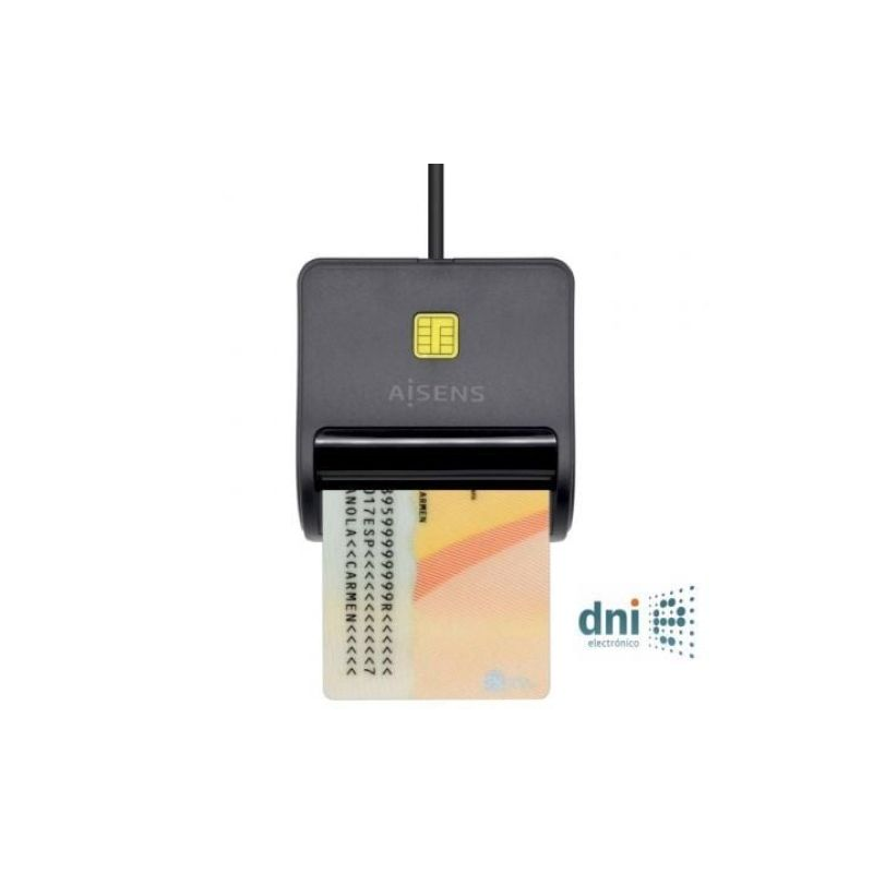 Leitor de cartão de identificação Aisens ASCR-SN01-BK USB 2.0 Preto