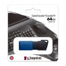 Pen Drive DataTraveler Exodia M USB 3.2 64GB (Preto/Azul) - KINGSTON