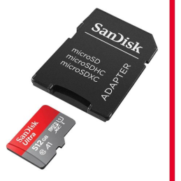 Cartão de Memória Ultra 512Gb MicroSDXC UHS-I Classe 10 + Adaptador - SANDISK