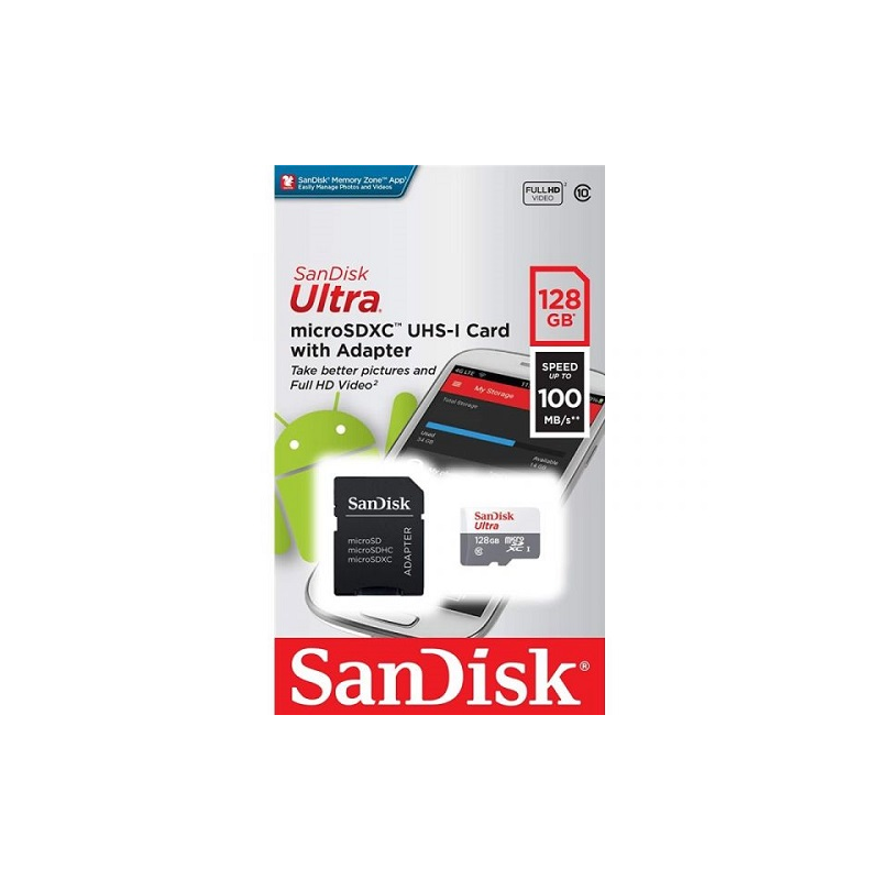 Cartão de Memória Ultra Micro SDXC 128GB + Adaptador - SANDISK