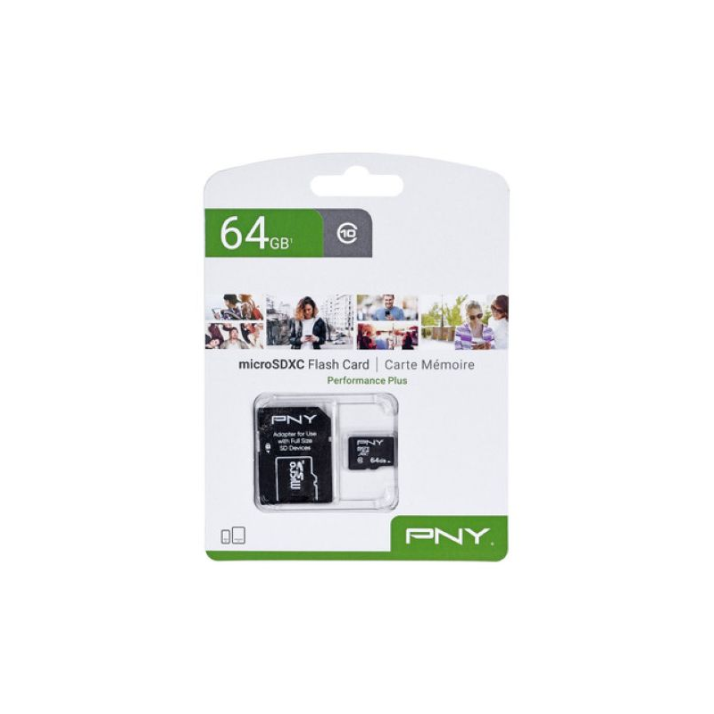Cartão de Memória MicroSDXC 64Gb (Classe 10) + Adaptador - PNY