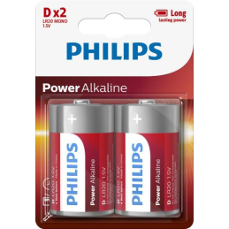 Pilha D/LR20 Alcalina 1,5V Philips (Blister de 2 Unidades)