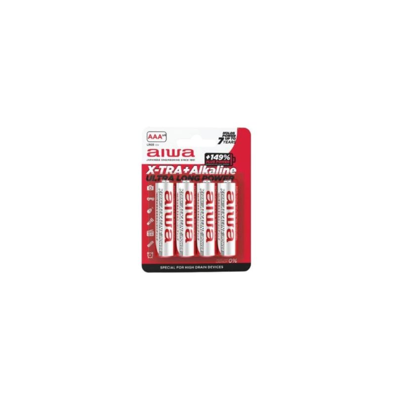 Pack de 4 Pilhas AAA Aiwa X-TRA+Alcaline LR03 1.5V Alcalinas