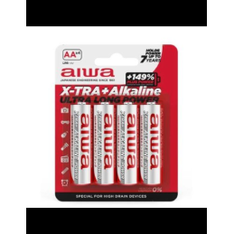 Pack de 4 Pilhas AA Aiwa X-TRA+Alcaline LR6 1.5V Alcalinas