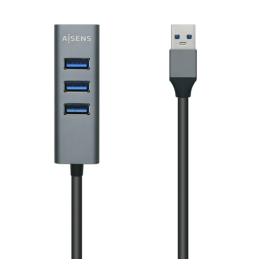HUB USB 3.0 de Alumínio (Cinza) - AISENS