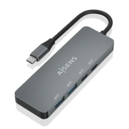 Hub USB Tipo-C Aisens 2 x USB 2 x USB Tipo-C - Cinza